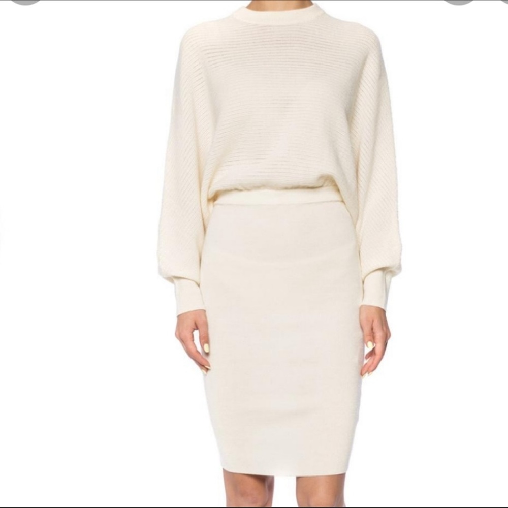 All Saints Wool Gene Dress in Chalk White